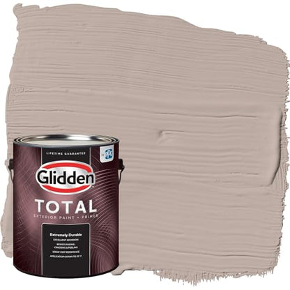Glidden Total 1 gal. Thumper/Beige Flat Exterior Paint with Primer - color: Thumper, size: 128 Fl Oz (Pack of 1)