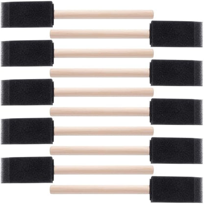 ANCIRS 10 Pcs Foam Paint Brushes, Black Sponge Brushes, Wood Handle Foam Brushes for Painting Varnishes, Staining, DIY, Art Craft Projects (1")