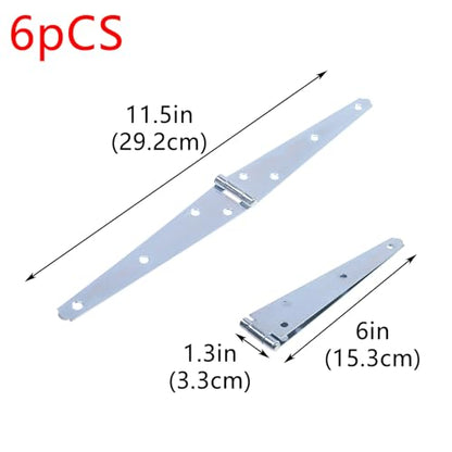 Geesatis 6 inch Strap Hinges Heavy Duty Gate Hinges Cabinet Latch,6Pcs - color: Silver, size: 6inch(6Pcs)