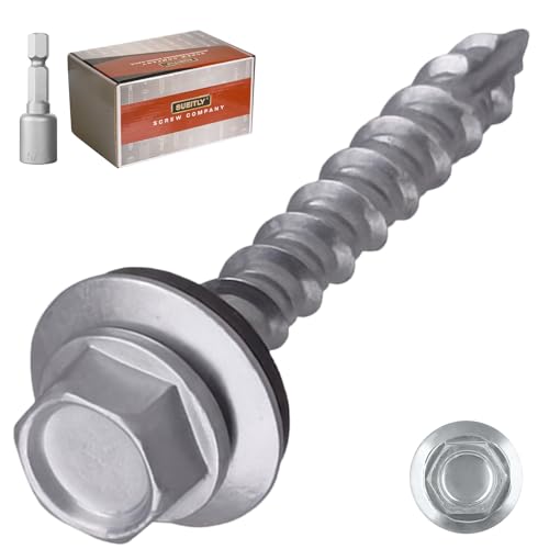 #10 x 1-1/2" Metal Roofing Screws with EPDM Washer, Hex Head Self Drilling Roof Screws, Zinc Plated, 150 Pack - size: #10 x 1-1/2"