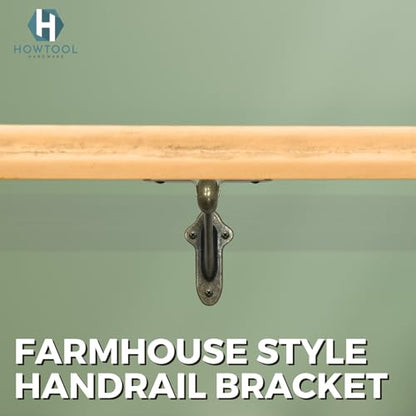 Stair Handrail Brackets Wooden Railing Support Antique Brass, 3 Pack | HOWTOOL - color: Antique Brass