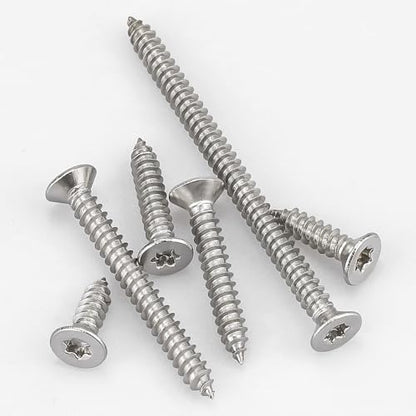 Glvaner 200-pack #6 x 1/4" Torx Flat Head Self Tapping Wood Screws, 304 Stainless Steel 18/8, Indoor/Outdoor Use, Includes Torx Bit - size: #6 x 1/4