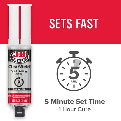 J-B Weld 50112 ClearWeld 5 Minute Set Epoxy Syringe - Clear - 25 ml, 25ml - size: 25ml