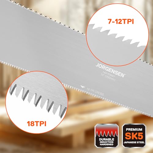 JORGENSEN Japanese Flush Cut Saw - 5 Inch Small Pull Saw & JORGENSEN Japanese Pull Saw - 10 Inch Double Edge Hand Saw