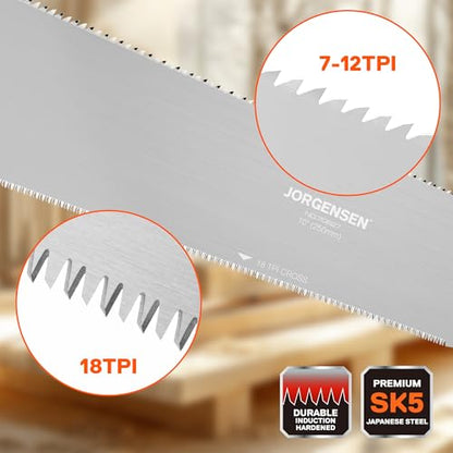 JORGENSEN Japanese Flush Cut Saw - 5 Inch Small Pull Saw & JORGENSEN Japanese Pull Saw - 10 Inch Double Edge Hand Saw