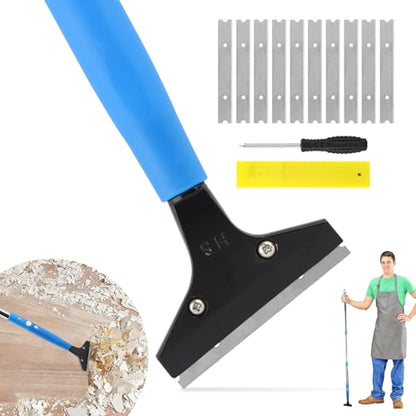 Heavy Duty Floor Scraper, 4" Wide Razor Blade with 48" Long Handle