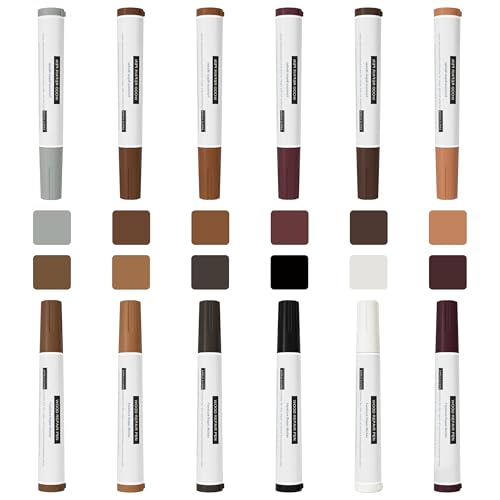Oriflame Wood Furniture Markers Touch Up: 12-Color Wood Stain Pens Repair for Scratches/Stains in Floors/Table/Cabinets/Desks/Bedposts/Door(Hardwood/Laminate) - color: 12 Color Markers