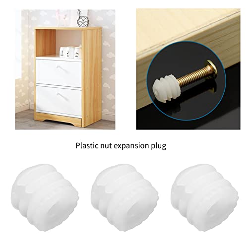 Create idea 100Pcs M4x8mm Hinge Expansion Dowels Plastic Expansion Dowels 3mm White Hinge Dowel Inserts Accessories for Cabinet Cupboard 8.8x8mm