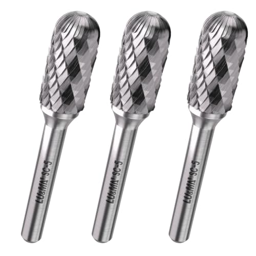 LU&MN SC-5 Tungsten Carbide Burr, 1/2" Head 1/4" Shank, 3 Pcs - style: SC-5,3PCS