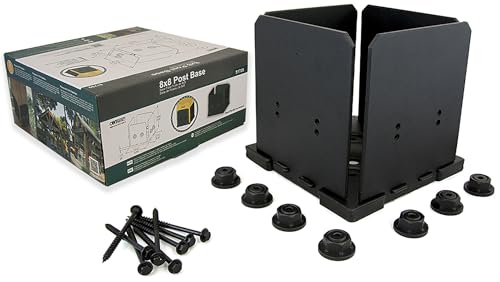 OZCO Ironwood Post Base Kit, 8in x 8in, 1 Kit with Hardware, Black - size: 8x8, style: Ironwood