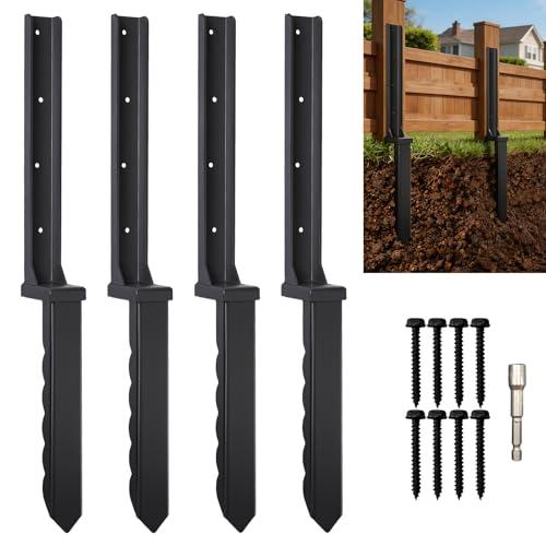 4 Pack Fence Post Repair Kit for 4x4 Wood Posts - size: 4 Pcs