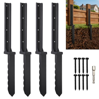 4 Pack Fence Post Repair Kit for 4x4 Wood Posts - size: 4 Pcs