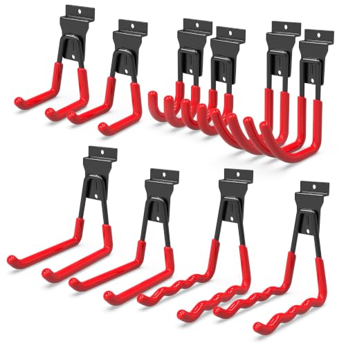 3-H Slatwall Hooks 10 Pack Heavy Duty Multi Sizes, Slatwall Accessories - color: Red, size: 10