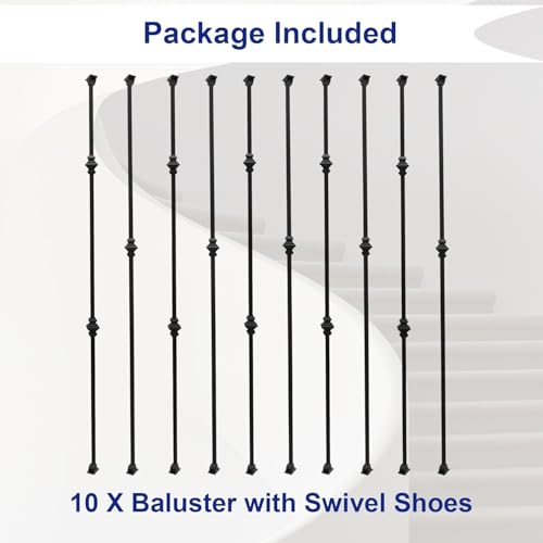 Sidasu 10-Pack Wrought Iron Balusters Knuckle Design - size: 10 pack, style: Knuckle Baluster