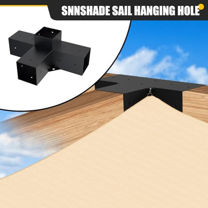 4x4 Woodworks Pergola Brackets Kit, 4-Way Corner Extension Brackets, Black Powder Coated, 4x4 Metal Brackets for Wood Beams, Fence and Carport (Actual: 3.5""x3.5""), TK00062-3T2P - size: 4PCS 4-Way 4*4 SET