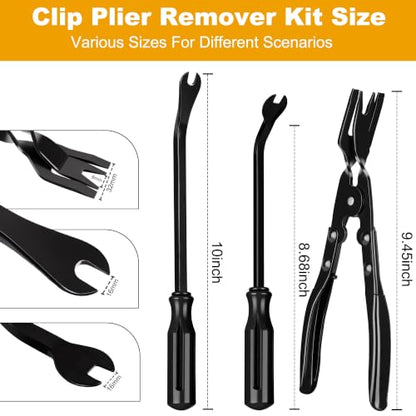8Pcs Auto Trim Removal Tool Kit Non-Scratch Pry Tool Clip Pliers Black - color: black, size: 8 PCS