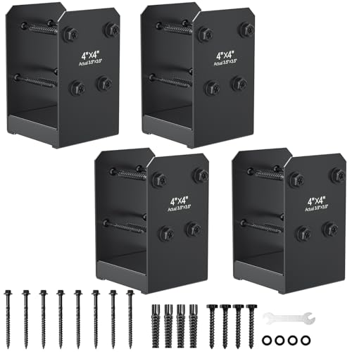4x4 Stainless Steel Post Base, 4Pcs Deck Concrete Support Anchor Bracket - size: 4x4