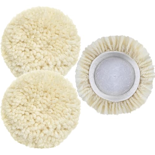 3 PCS Wool Buffing Polishing Pads 6 Inch, Natural Wool Cutting Pads with Hook and Loop Backing Compound & Polishing for Automotive Car Boats Glass Furniture Repair - size: 6" -3P
