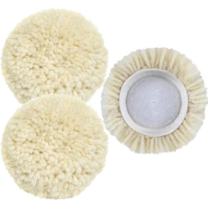 3 PCS Wool Buffing Polishing Pads 6 Inch, Natural Wool Cutting Pads with Hook and Loop Backing Compound & Polishing for Automotive Car Boats Glass Furniture Repair - size: 6" -3P