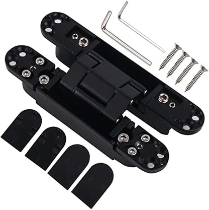 Ranbo 7 Inch Hidden Door Hinge, 3D Adjustable, Zinc Alloy Hardware Kit - size: 7 inch Black