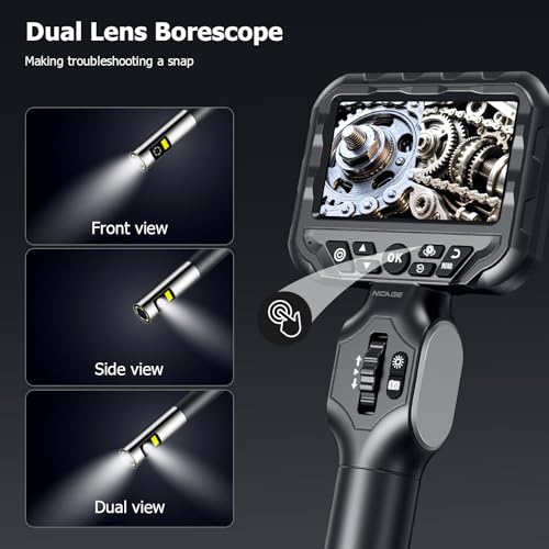 Dual Lens Articulating Borescope, 6.5mm Endoscope Camera with Light - size: Dual Lens Articulating Borescope