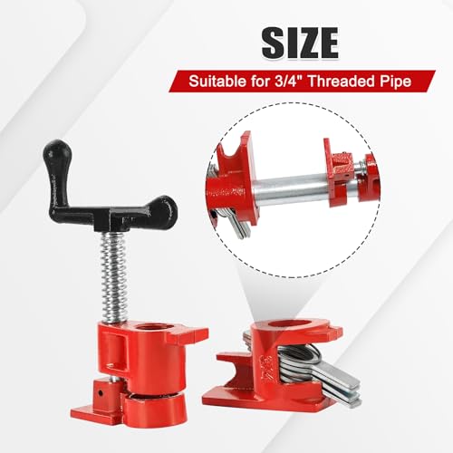 6 Pack 3/4" Pipe Clamps, Wood Gluing Pipe Clamp Set - size: 3/4"