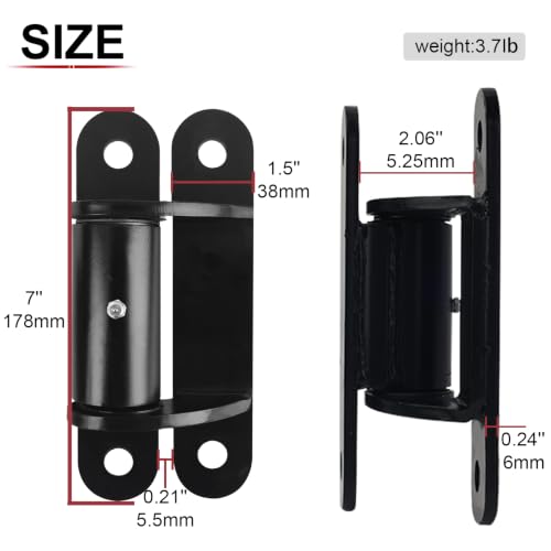 7" Heavy Duty Gate Hinges, 1100 lb, Black 2 Pack, Face-Mount Bolt/Weld-On - size: 2060P