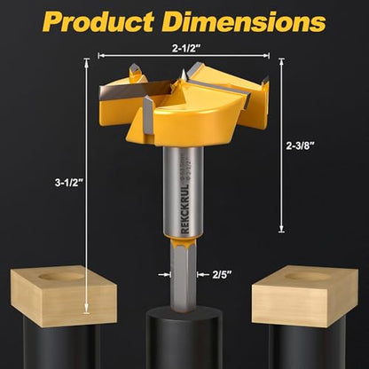 2-1/2" | 63.5mm Triple Flute Tungsten Carbide Forstner Drill Bit (Hex) - size: 2-1/2" | 63.5mm