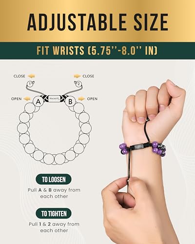 MagnetRX® Hematite & Gemstone Beaded Bracelets for Women (Amethyst) - color: Amethyst 6mm Bead