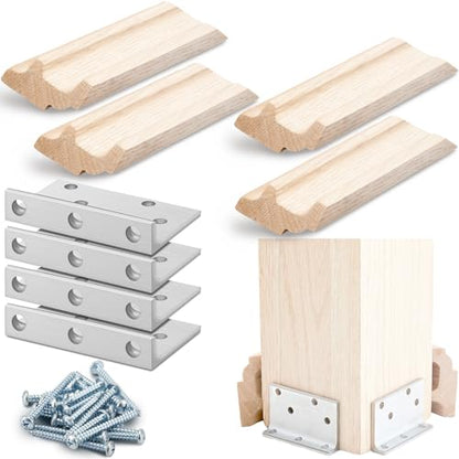Blulu 2 Set 3-1/2" Newel Post Mounting Kit, Heavy Duty Angle Brackets - size: 3-1/2 Inch
