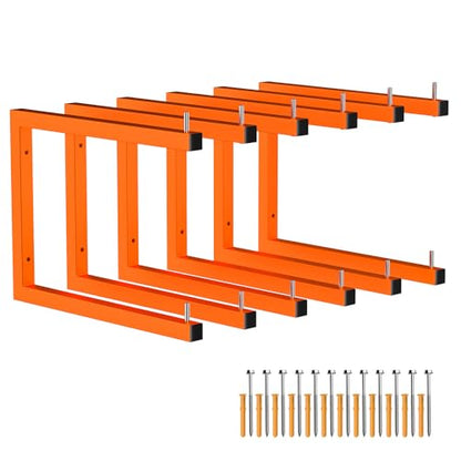 6-Pack Lumber Storage Rack, Wall Mount Wood Rack (6 Level) - size: 6 Pack-6 Level