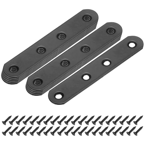 M METERXITY 10-Pack Flat Straight Brackets 3.74x0.71in, Black - color: Black, size: 95mm