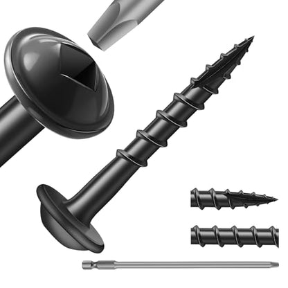 Pocket Hole Screws #8 x 1 Inch (188Pcs) 1lb. Carbon Steel, Black, Washer Head, Coarse Thread, Square Drive,150MM Drive Bit Included - color: Black, size: #8 x 1"