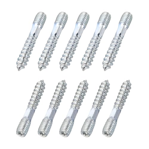 MECCANIXITY M8 Hanger Bolts, 1.97"(50mm) Length Double Headed Hanger Bolts 0.31"(8mm) Wood Dowel Screw Self-Tapping Threaded Rods Screw for Assembling Wood Furniture Joint, Pack of 10 - size: M8x50mmx8mm