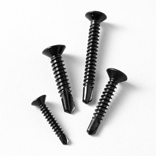 #6 x 3/4" (100 Pack) Flat Head Sheet Metal Screws Phillips Drive Fast Self-Tapping Screw Wood Screws, High-Strength 410 Stainless Steel, Black Oxide - size: #6 x 3/4''