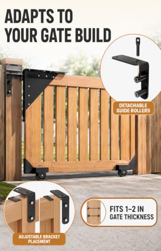 Sliding Gate Kit with 2 Wheels, Heavy Duty Anti-Sag Wood Gate Hardware