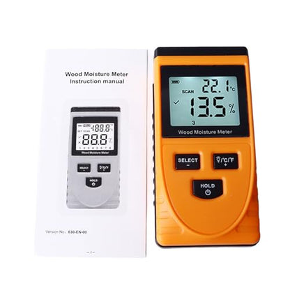 WT630 Pinless Wood Meter, Induction Type Non Destructive Digital Detector, 8 Levels Adjustment Multifunction, Measurement Range 0.5% 79.5%, Ideal
