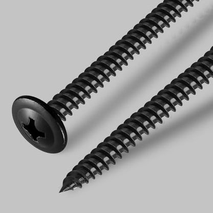 #8 x 1 Inch Wood Screws Phillips Modified Truss Head Stainelss Steel 410 Self Tapping Metal Screws,Black Zinc Plated(0.5Ib,85Pcs) - color: Black 0.5lb Box, size: 8 x 1"