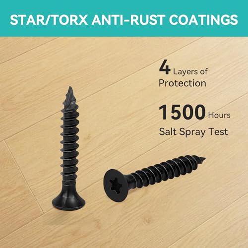 Wood Screws Black #4 × 3/4 inch Torx Star Drive Deck Screws Flat Head M3 × 20 Countersunk T10 Self Tapping Thread Cut 200pcs Carbon Steel Galvanized Very Small Size Screw(200PCS/Small Box Black) - color: Black, size: #4×3/4