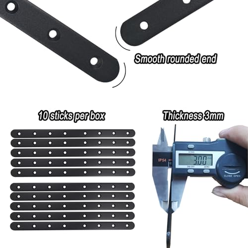 10 Pack Black Flat Mending Plate, 11-5/8" x 3/4" Metal Straight Flat Brackets for 1x6 1x8 Boards, Wood Furniture Repair