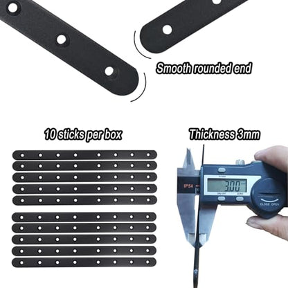 10 Pack Black Flat Mending Plate, 11-5/8" x 3/4" Metal Straight Flat Brackets for 1x6 1x8 Boards, Wood Furniture Repair