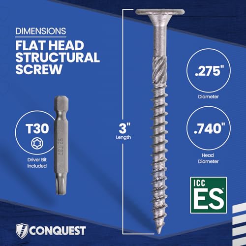 Conquest Structural Wood Screws 0.275" x 3" - size: 0.275" x 3"