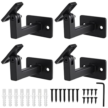 RealPlus Swivel Handrail Brackets Heavy Duty Adjustable Square Hand Rail Brackets for Staircase Stair, Pack of 4 - size: Pack of 4