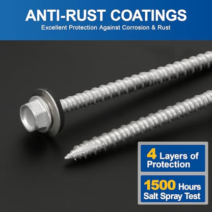#10×1-1/2Inch Metal Roofing Screws 320-PCS Hex Head Rustpert Coating Screws - size: #10×1-1/2