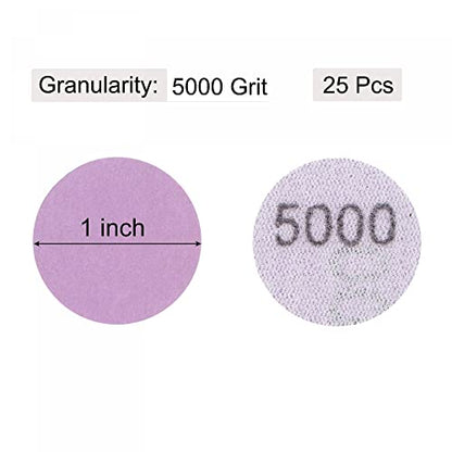 uxcell 25Pcs 1-Inch Purple Sanding Discs 5000 Grits Hook and Loop Professional Aluminum Oxide Sand Paper Mini Size for Wood Metal Paint Finishing - style: 5000 Grit