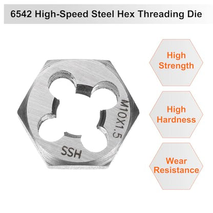 HARFINGTON Hex Threading Die M10x1.5 Metric Thread Rethreading Fixed Die - size: M10 x 1.5