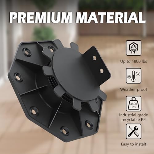 24Pack Adjustable Deck Support Pedestal Deck Foundation Base Support，Used for Floating Deck Platform Deck Floor Height Adjustment Raising, Adjustment Raising from 1-3/16" to 2-3/8",Black