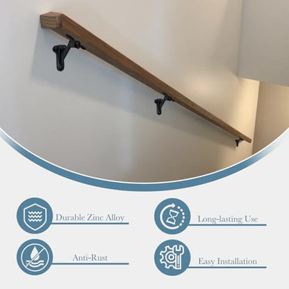 HOME MASTER HARDWARE Handrail Bracket for Stairs, Matte Black, 6 Pack - color: Black, size: 6 Pack