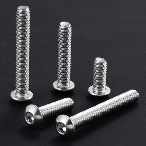 Wensilon (50Pcs) 1/4-20 * 1/2 Button Head Socket Cap Bolts Screws, 304 Stainless Steel, Allen Hex Drive, Bright Finish, Fully Machine Thread - color: Silver, size: A 1/4-20*1/2