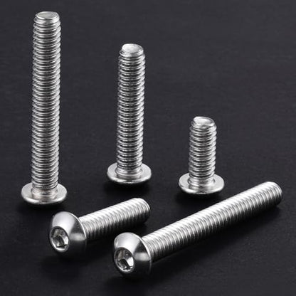 Wensilon (50Pcs) 1/4-20 * 1/2 Button Head Socket Cap Bolts Screws, 304 Stainless Steel, Allen Hex Drive, Bright Finish, Fully Machine Thread - color: Silver, size: A 1/4-20*1/2